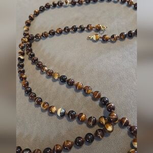 Tiger Eye Bead Necklace FIFTY Inches In Length